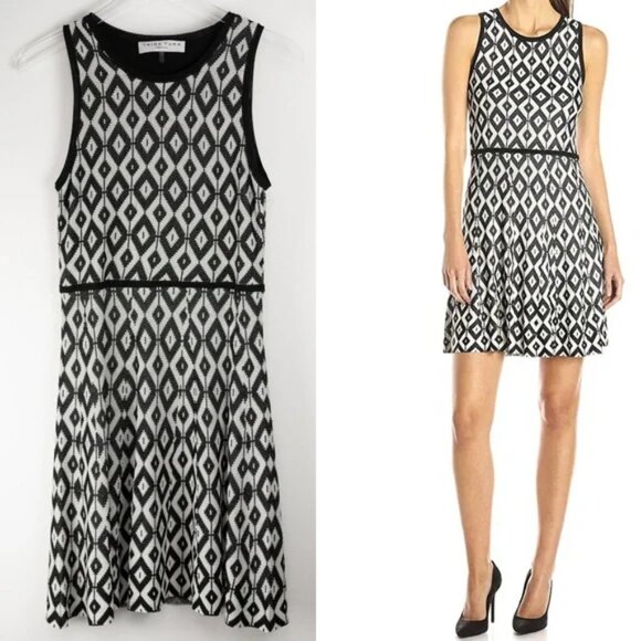 Trina Turk Dresses & Skirts - Trina Turk Huxley Sweater DressKnit Graphic Print Jacquard Mini Black Medium